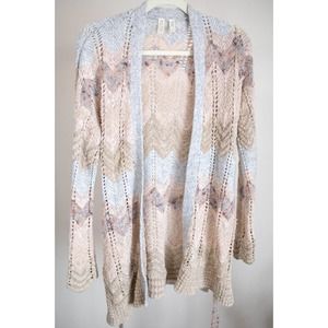 Anthropologie Meadow Rue Belted crochet mohair and alpaca cardigan SZ M